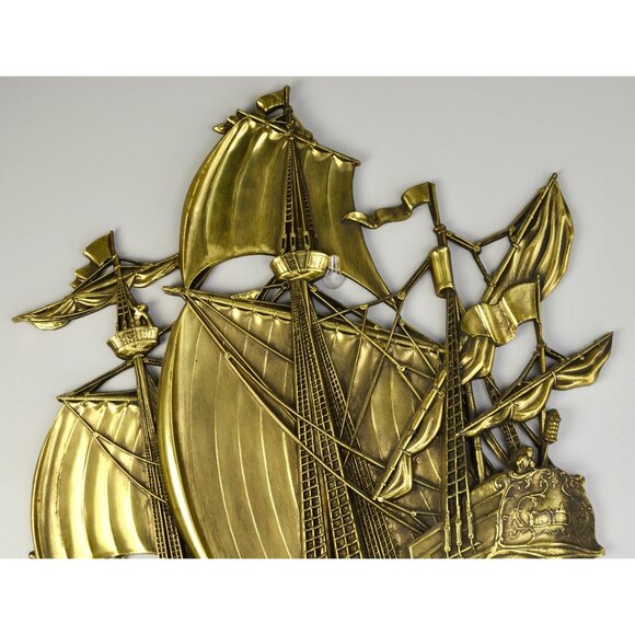 Homco MCM Gold Metallic Ship Wall Decor - Picture 2 of 6
